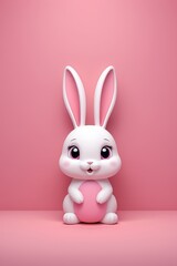 Obraz premium arafed bunny with a pink heart on a pink background