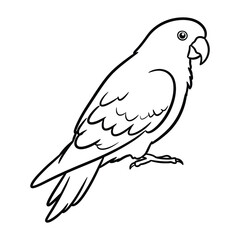 Fototapeta premium Black and white cute Parrot Bird line art silhouette vector illustration.