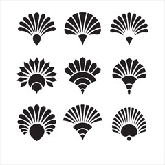 set of black and white flowers