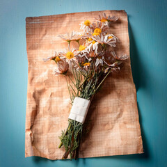Mazzo di fiori si vecchio foglio di carta
