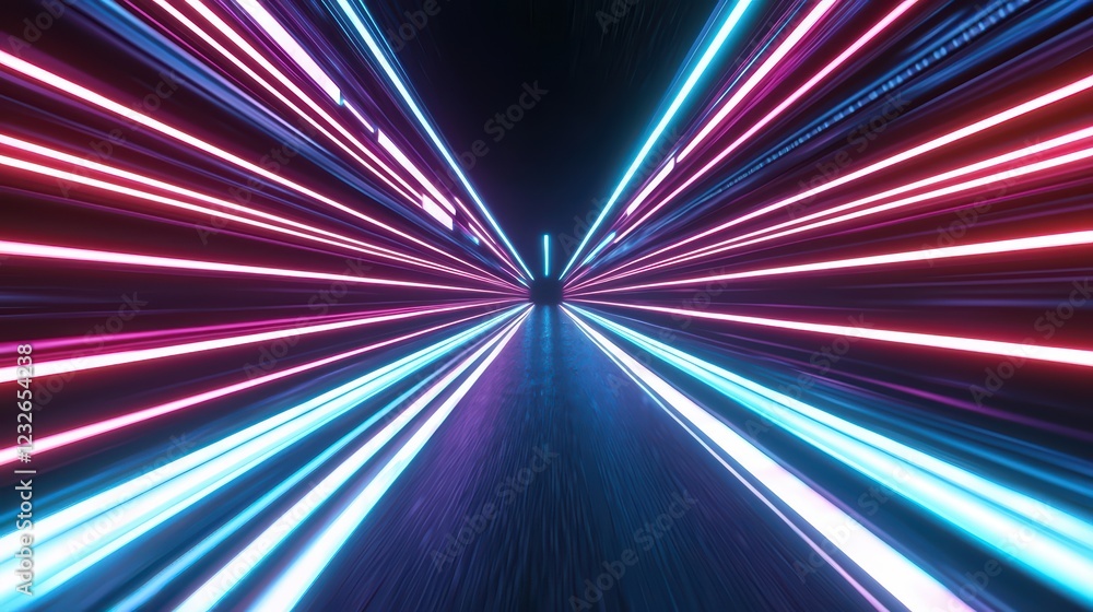 Poster futuristic neon lights creating dynamic motion background effect