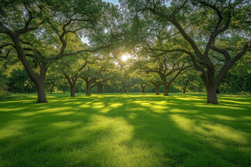 Obraz premium Spring has a lot of greenery and a garden of trees