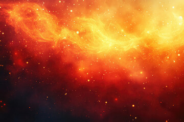Fototapeta premium Fiery cosmic nebula with swirling gases and scattered stars, a vibrant celestial landscape.
