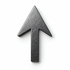 Fototapeta premium Arrow pointer concept. Metallic arrow icon pointing upwards on a white background.