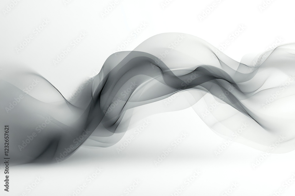 Poster Abstract grayscale flowing waves, elegant and smooth, creating a serene visual.