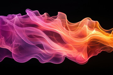 Obraz premium Abstract art depicting flowing, translucent waves of pink and orange hues against a transparent background.