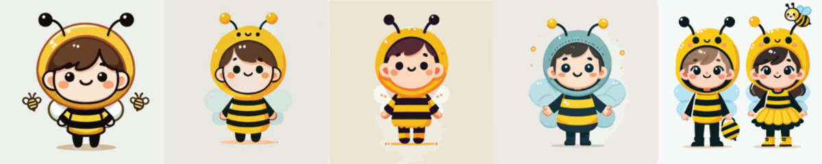 Vector of a cute little boy wearing a bee costume