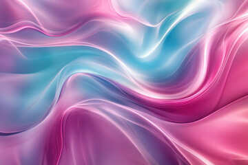 Fototapeta premium Abstract art featuring flowing, pastel pink and blue waves creating a dreamy, ethereal effect.