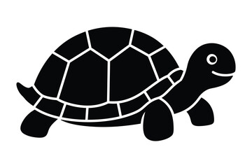 Happy Turtle silhouette vector icon.