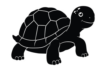 Happy Turtle silhouette vector.