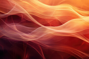Abstract art showcasing flowing, translucent waves in warm, reddish-orange hues.