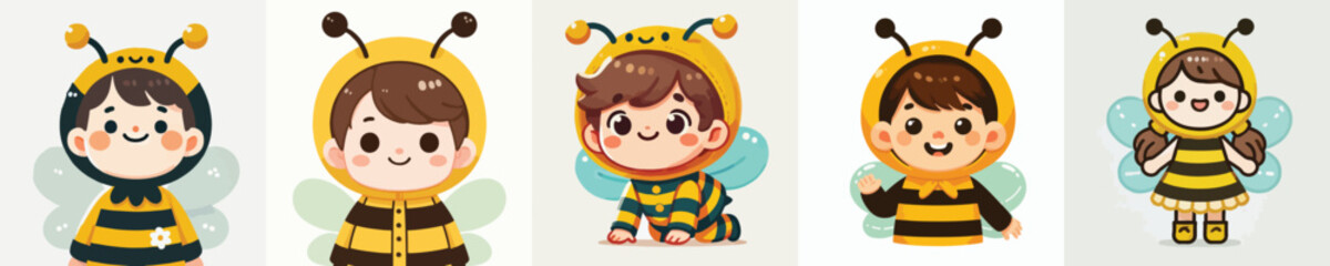 Vector of a cute little boy wearing a bee costume
