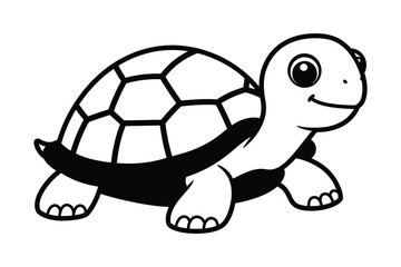 Happy Turtle line art silhouette vector illustration graphic.