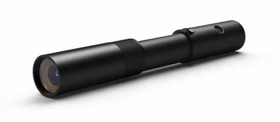 Black monocular rests on white background