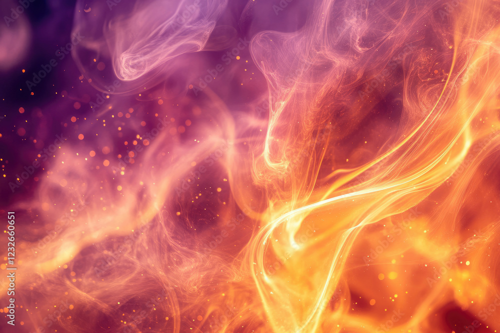 Aufkleber abstract fiery smoke swirls with golden sparks, creating a dynamic and vibrant energy.