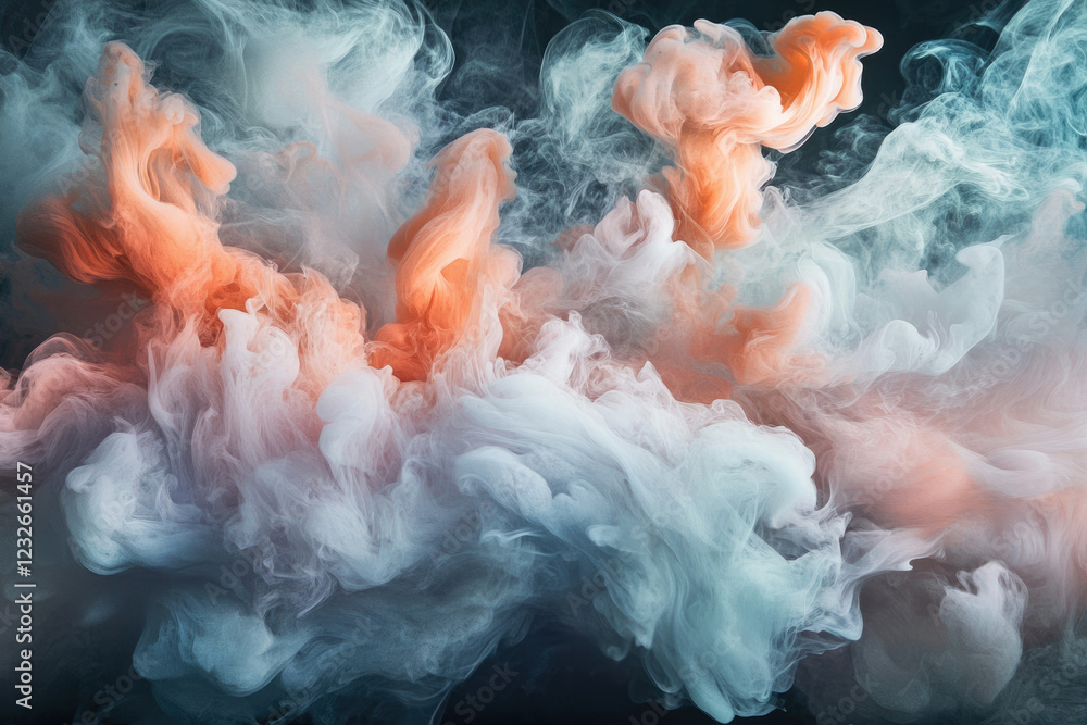 Aufkleber Abstract image of swirling pastel-colored smoke, creating a dreamy, ethereal atmosphere.