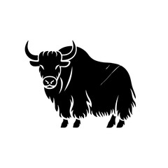Yak Silhouette Logo – Black and Gray Minimalist Wildlife Art