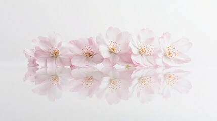 Pink cherry blossoms reflected, studio shot,  spring floral design