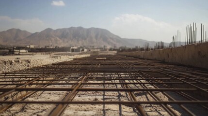 A detailed view of Steel bars in a construction site located in Southern Sinai, Egypt.