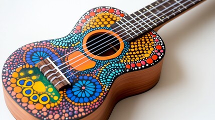 Colorful Dot Art Ukulele Studio Shot