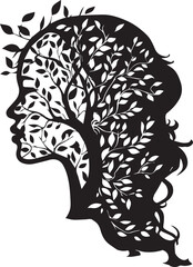 Natural woman tree shape silhouette isolated