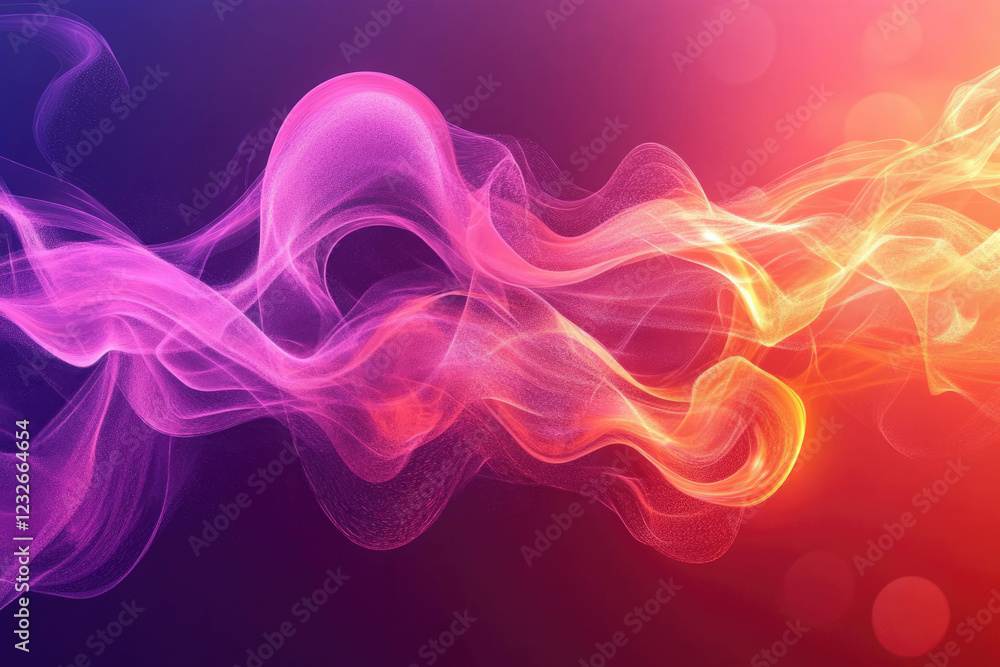 Poster abstract flowing wave of vibrant pink and orange hues, creating a dynamic and energetic visual.