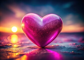 Pink heart, a surreal love, abstract emotion.