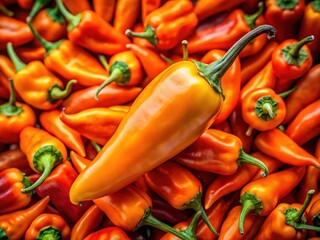 Orange serrano pepper close-up, abstract & vibrant.