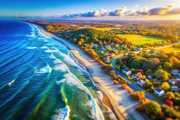 New York's aerial Atlantic coastline, breathtaking skies & coastal beauty.