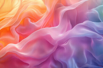 Fototapeta premium Soft, flowing pastel fabric with ombre effect transitioning from orange to purple.