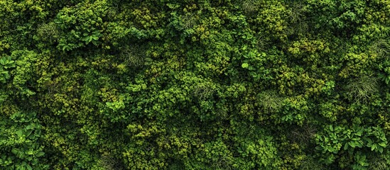 Fototapeta premium Lush green wall texture, aerial view, natural backdrop, design