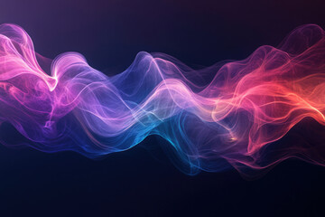 Obraz premium Abstract flowing wave of vibrant pink, purple, and blue colors on a dark background.