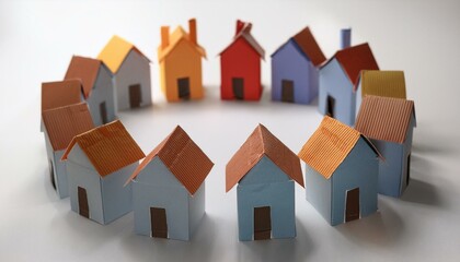 종이로 정교하게 접힌 아늑한 작은 집들이 둥근 원을 이루고 있다