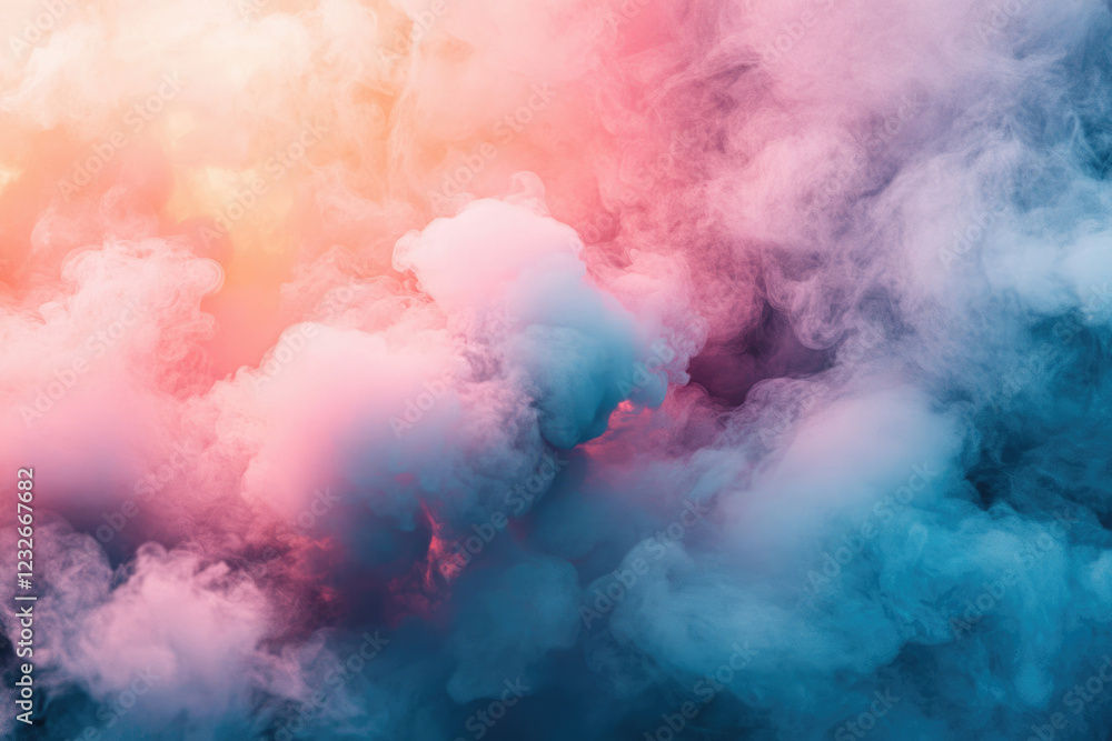 Aufkleber Abstract image of pastel-colored smoke swirling and blending, creating a dreamy, ethereal effect.