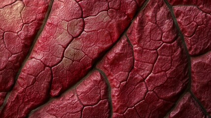 Fototapeta premium Cracked red texture, close-up, dark background, design element