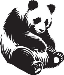 Giant panda vector black and white 