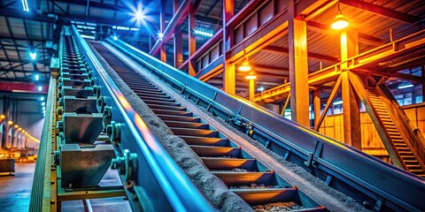 Obraz premium Industrial concrete plant conveyor belt system.