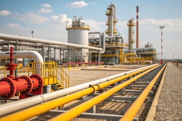 Naklejka premium High-resolution shot of a gas processing plant's infrastructure.