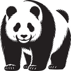 Giant panda vector black and white 