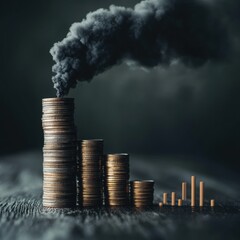 Stacked Coins Emitting Smoke Symbolizing Dirty Money