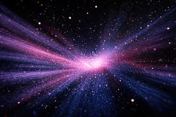 Obraz premium A vibrant cosmic explosion, radiating pink and purple energy, with glittering stars and nebulae.