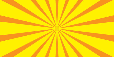 Yellow banner with Sun rays, lines background, light. Yellow comic sunburst background. abstract sunburst brochure design template. sun rays cartoon illustration. Sun ray light. Sun rays background. 