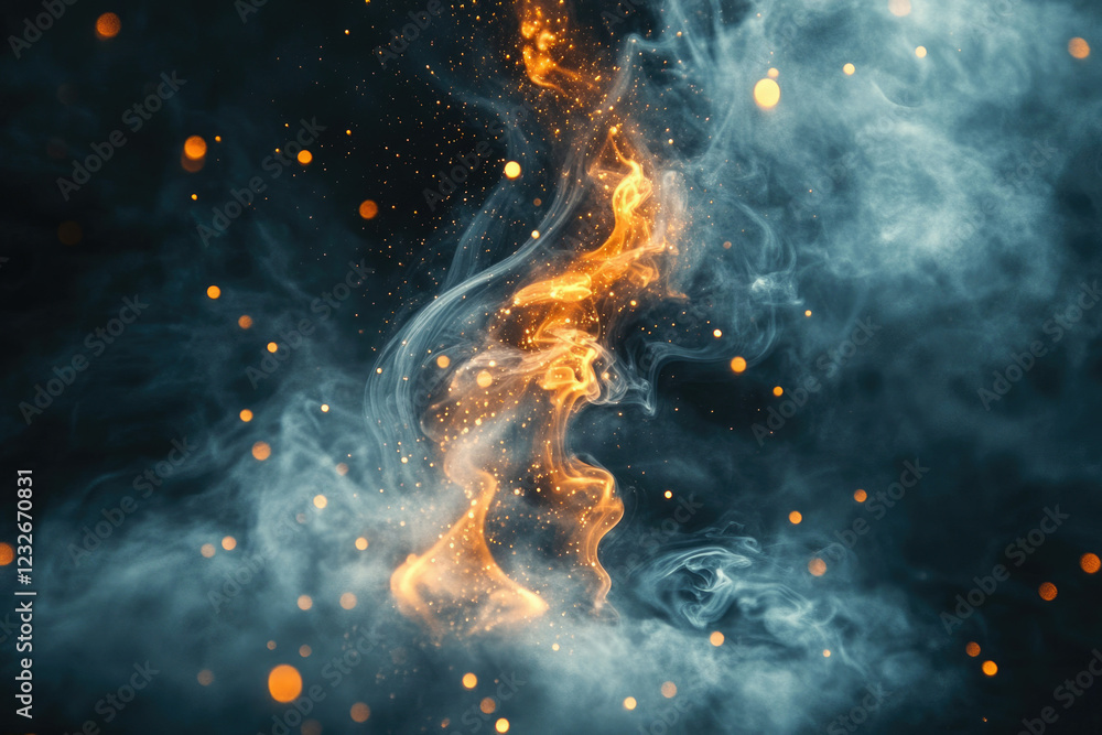 Aufkleber abstract swirling smoke and fire with glowing embers, creating a dramatic and ethereal visual.