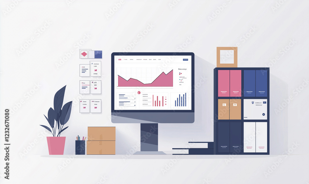 Poster data analysis and visualization for supply chain management office digital display modern workspace 