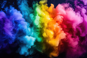 Fototapeta premium Vibrant rainbow-colored smoke swirls against a transparent background, creating a mesmerizing visual effect.