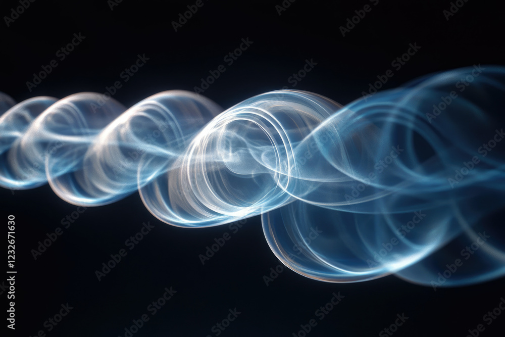 Poster abstract swirling blue smoke patterns on a transparent background, creating a dynamic and ethereal v