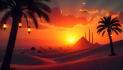 Ramadan Kareem background, silhouette, banner, poster ramadhan 