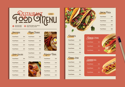 Vintage Restaurant Food Menu Design Template