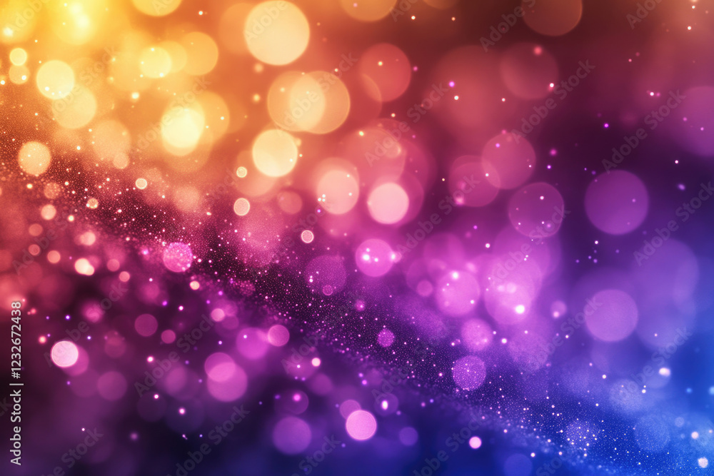 Poster abstract background with colorful bokeh lights and glitter, perfect for festive designs.