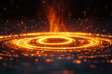 Glowing orange energy swirls in concentric circles, creating a mesmerizing, fiery vortex.
